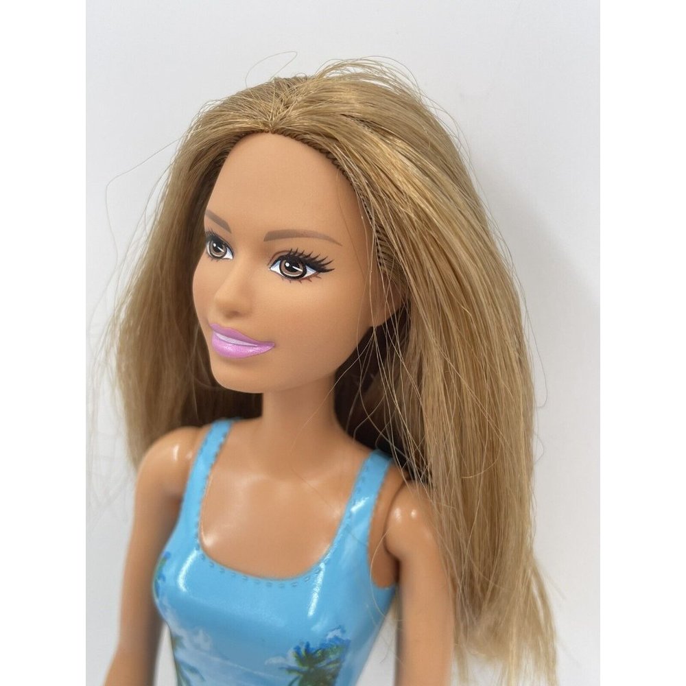 Summer Beach Tan Barbie Doll Blue Swimsuit - Picture 4 of 11